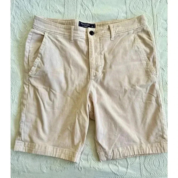 Abercrombie & Fitch Chino Shorts Mens 31 Light Pink Stretch Flat Front Preppy - Picture 1 of 10
